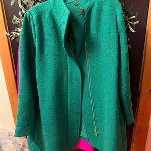 Jcrew Green Wool stadium coat green Gold Zipper 22